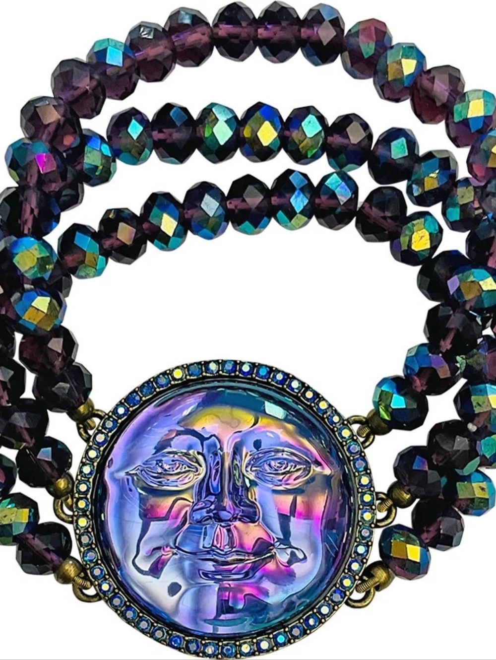 Kirks Folly Seaview Water Moon 3 Strand Stretch Bracelet (Brass Ox/Purple AB)